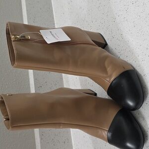 Liz Claiborne Tan and Black Heeled Boots